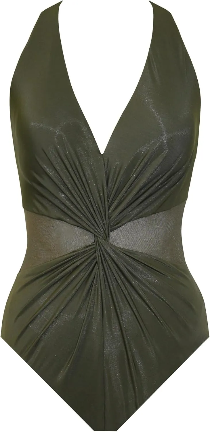 Miraclesuit Women's Swimwear Illusionist Wrapture Halter Soft Cup One Piece Swimsuit