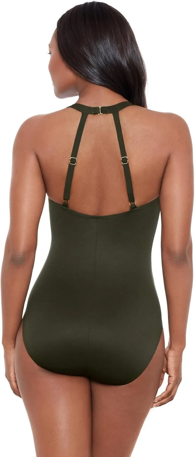 Miraclesuit Women's Swimwear Illusionist Wrapture Halter Soft Cup One Piece Swimsuit