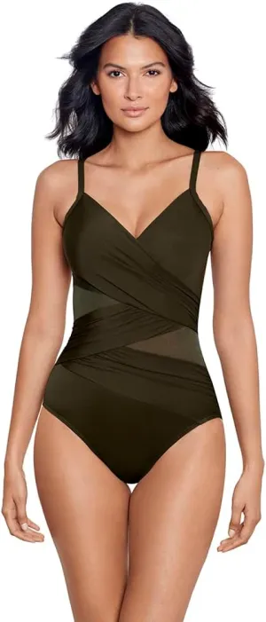 Miraclesuit Women's Swimwear Network Mystique Underwire Tummy Control One Piece Swimsuit