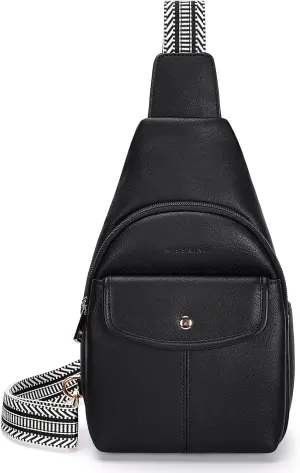 Missnine PU Leather Sling Bag for Women Crossbody Fanny Pack Quilted Chest Purse Trendy Travel Bag for Hiking Cycling with Tassel