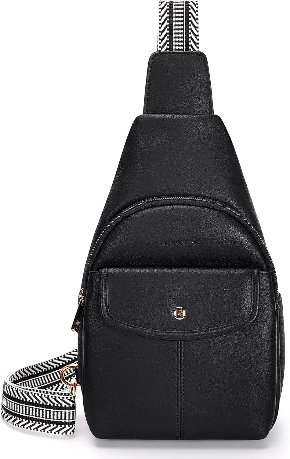 Missnine PU Leather Sling Bag for Women Crossbody Fanny Pack Quilted Chest Purse Trendy Travel Bag for Hiking Cycling with Tassel