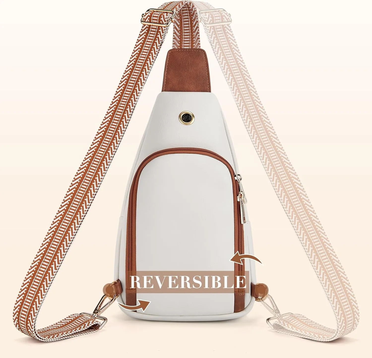 Missnine PU Leather Sling Bag for Women Crossbody Fanny Pack Quilted Chest Purse Trendy Travel Bag for Hiking Cycling with Tassel