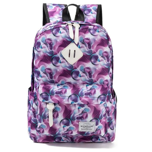 Miyahouse Fresh Style Women Backpacks Floral Print Book bags Canvas Backpack