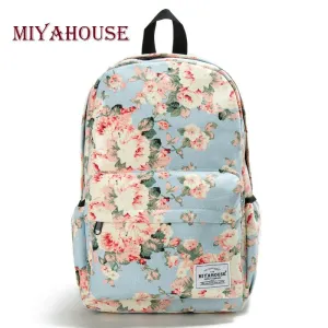 Miyahouse Fresh Style Women Backpacks Floral Print Book bags Canvas Backpack