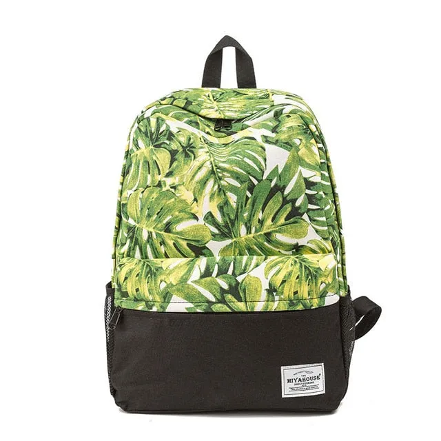 Miyahouse Fresh Style Women Backpacks Floral Print Book bags Canvas Backpack