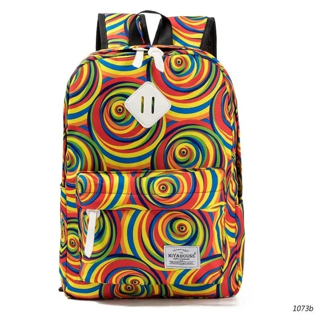Miyahouse Fresh Style Women Backpacks Floral Print Book bags Canvas Backpack