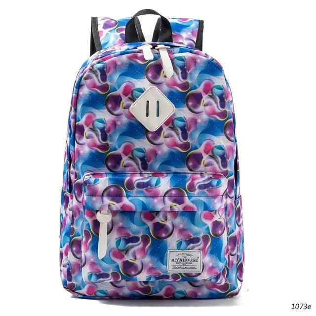 Miyahouse Fresh Style Women Backpacks Floral Print Book bags Canvas Backpack