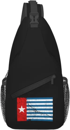 Morning Star Flag Texture Effect Crossbody Bags For Women Men Chest Backpack Gym Shoulder Bag Travel Outdoor Sports Casual Crossbody Bags