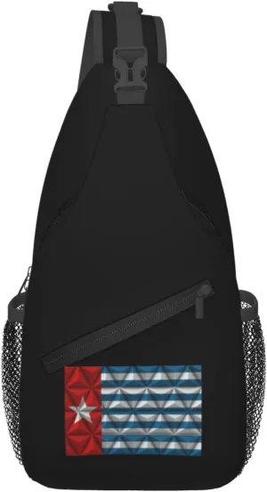 Morning Star Flag With Polygon Effect Crossbody Bags For Women Men Chest Backpack Gym Shoulder Bag Travel Outdoor Sports Casual Crossbody Bags