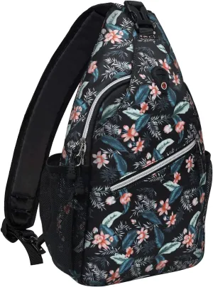 MOSISO Sling Backpack, Multipurpose Travel Hiking Daypack Rope Crossbody Shoulder Bag, Lychnis