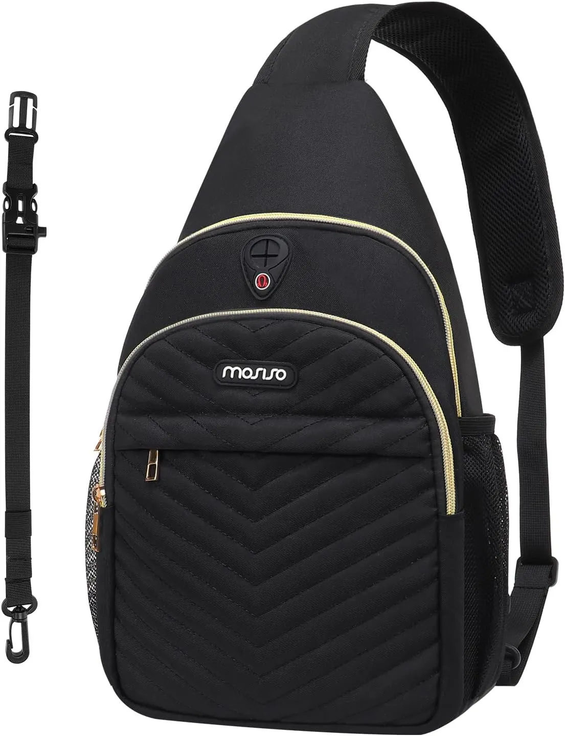 MOSISO Sling Backpack Small Hiking Daypack, Quilted Crossbody Sling Bag with Removable Strap One Shoulder Chest Bag, Black