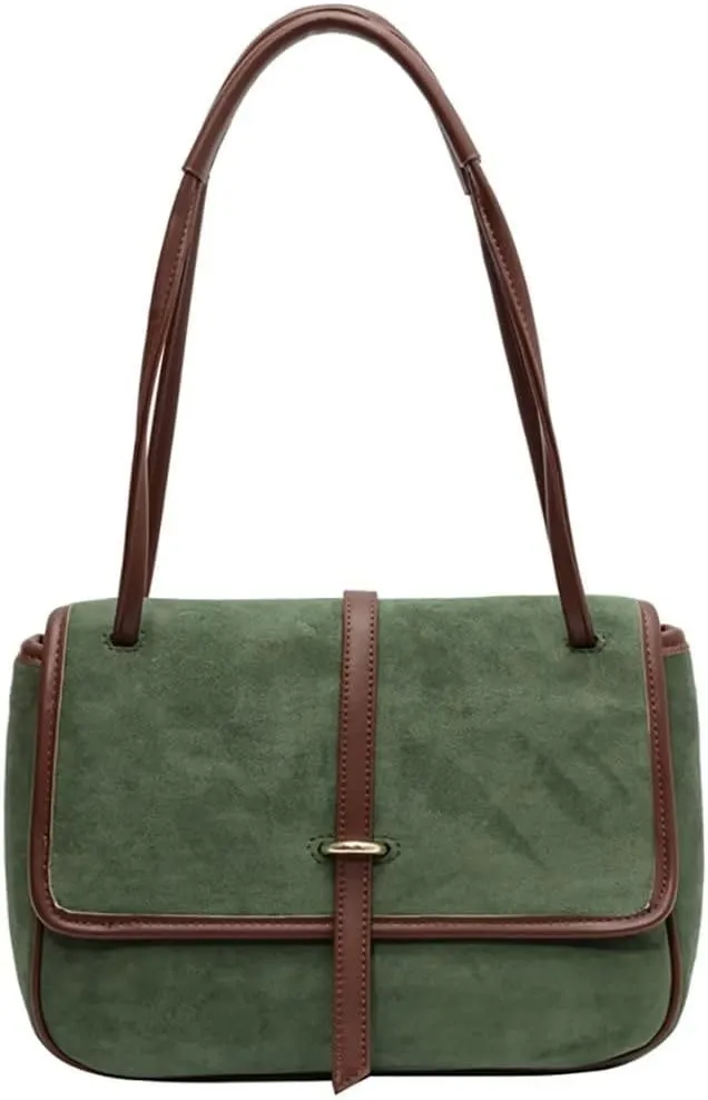 Mudono Handbags for Women Soft Suede Tote Bag Spacious Square Shoulder Purse Vintage Crossbody Messenger Satchel