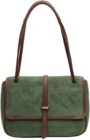 Mudono Handbags for Women Soft Suede Tote Bag Spacious Square Shoulder Purse Vintage Crossbody Messenger Satchel