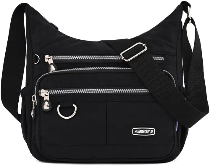 Mulit-Pockets Nylon Crossbody Bag for Women Waterproof Shoulder Bag Travel Purses and Handbag