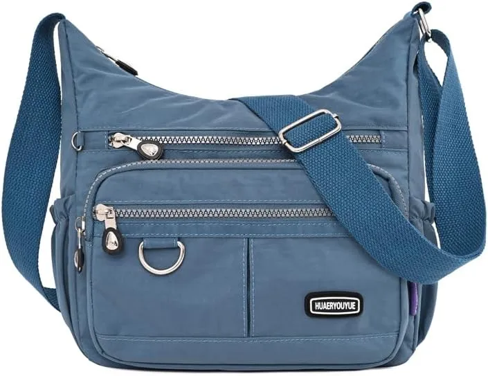 Mulit-Pockets Nylon Crossbody Bag for Women Waterproof Shoulder Bag Travel Purses and Handbag