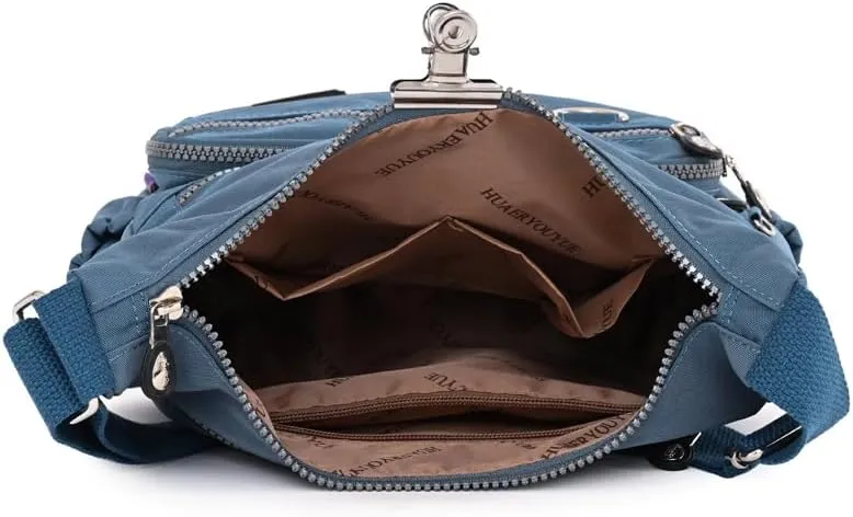 Mulit-Pockets Nylon Crossbody Bag for Women Waterproof Shoulder Bag Travel Purses and Handbag