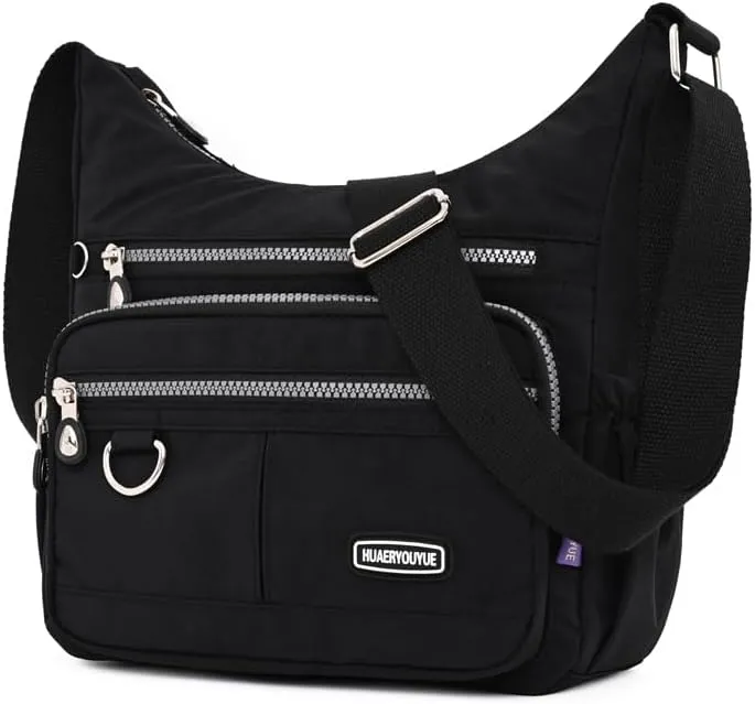 Mulit-Pockets Nylon Crossbody Bag for Women Waterproof Shoulder Bag Travel Purses and Handbag