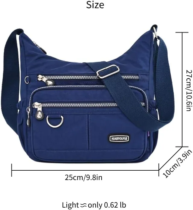 Mulit-Pockets Nylon Crossbody Bag for Women Waterproof Shoulder Bag Travel Purses and Handbag