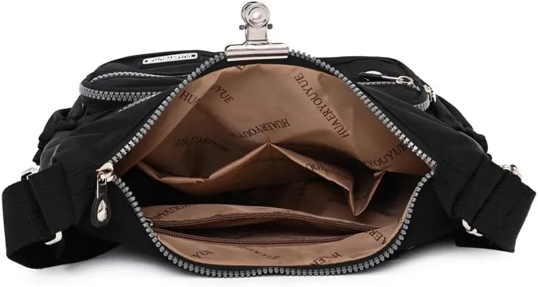 Mulit-Pockets Nylon Crossbody Bag for Women Waterproof Shoulder Bag Travel Purses and Handbag