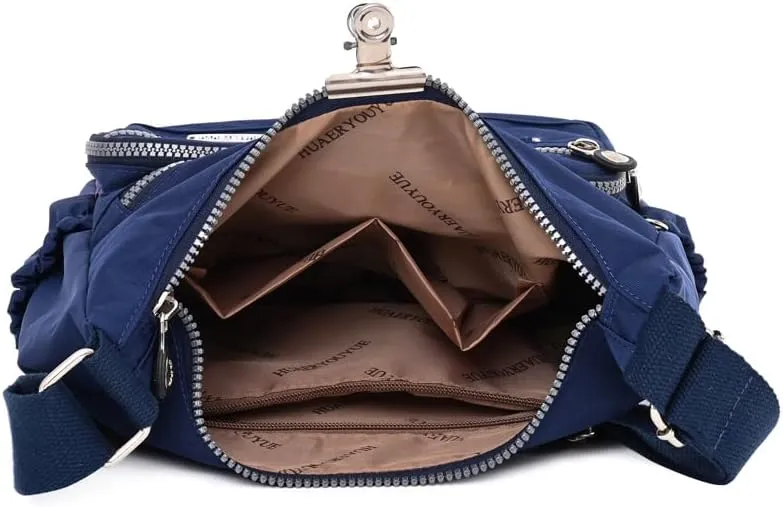 Mulit-Pockets Nylon Crossbody Bag for Women Waterproof Shoulder Bag Travel Purses and Handbag