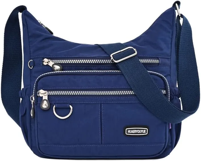Mulit-Pockets Nylon Crossbody Bag for Women Waterproof Shoulder Bag Travel Purses and Handbag