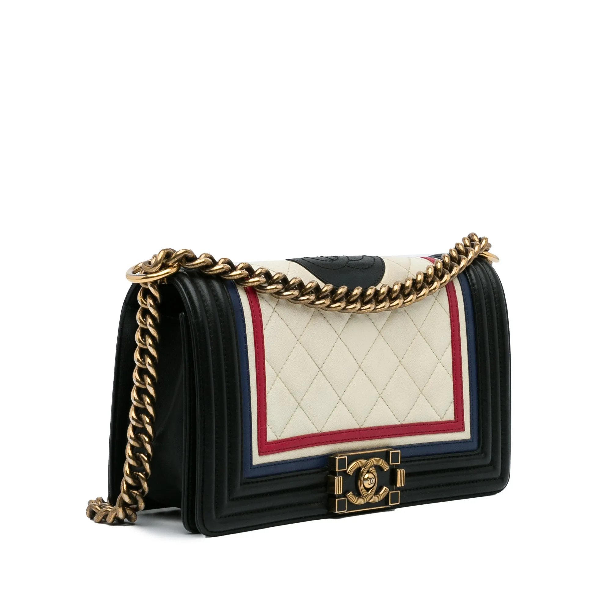 Multicolor Chanel Crest-Embellished Medium Boy Bag