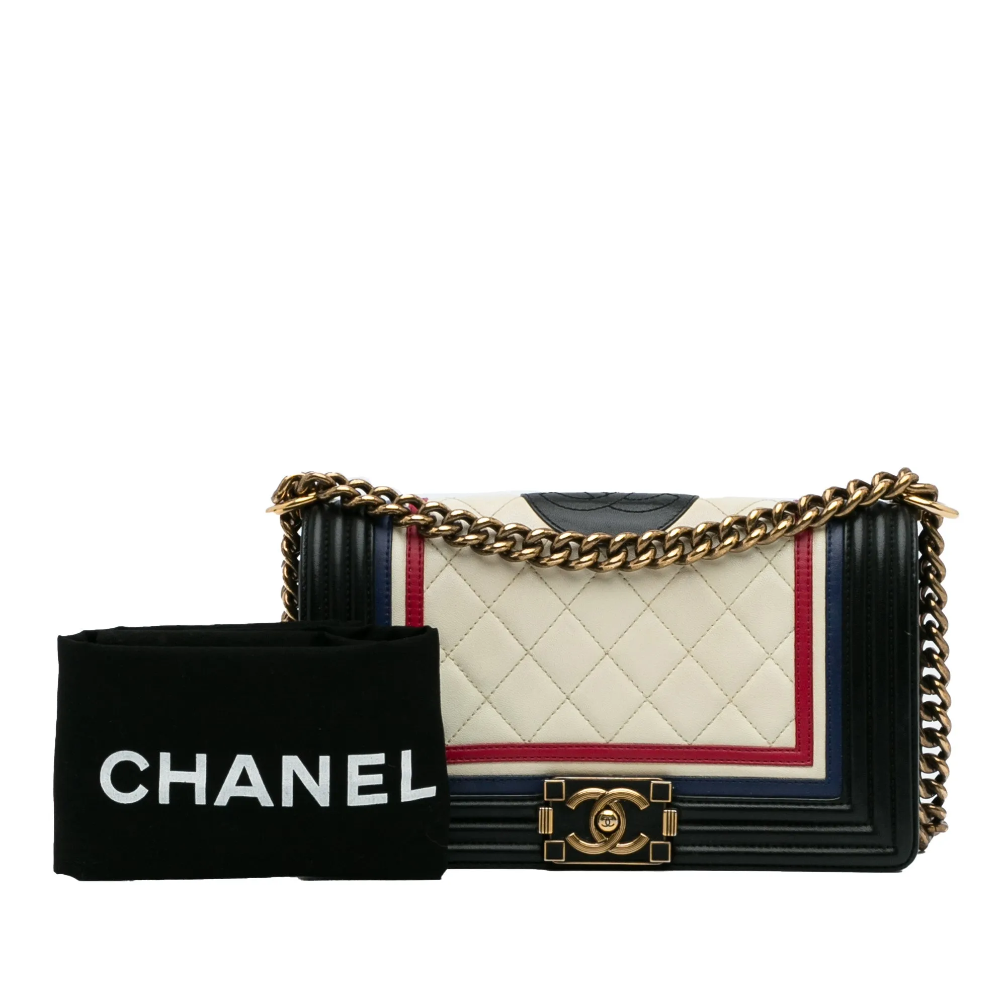 Multicolor Chanel Crest-Embellished Medium Boy Bag