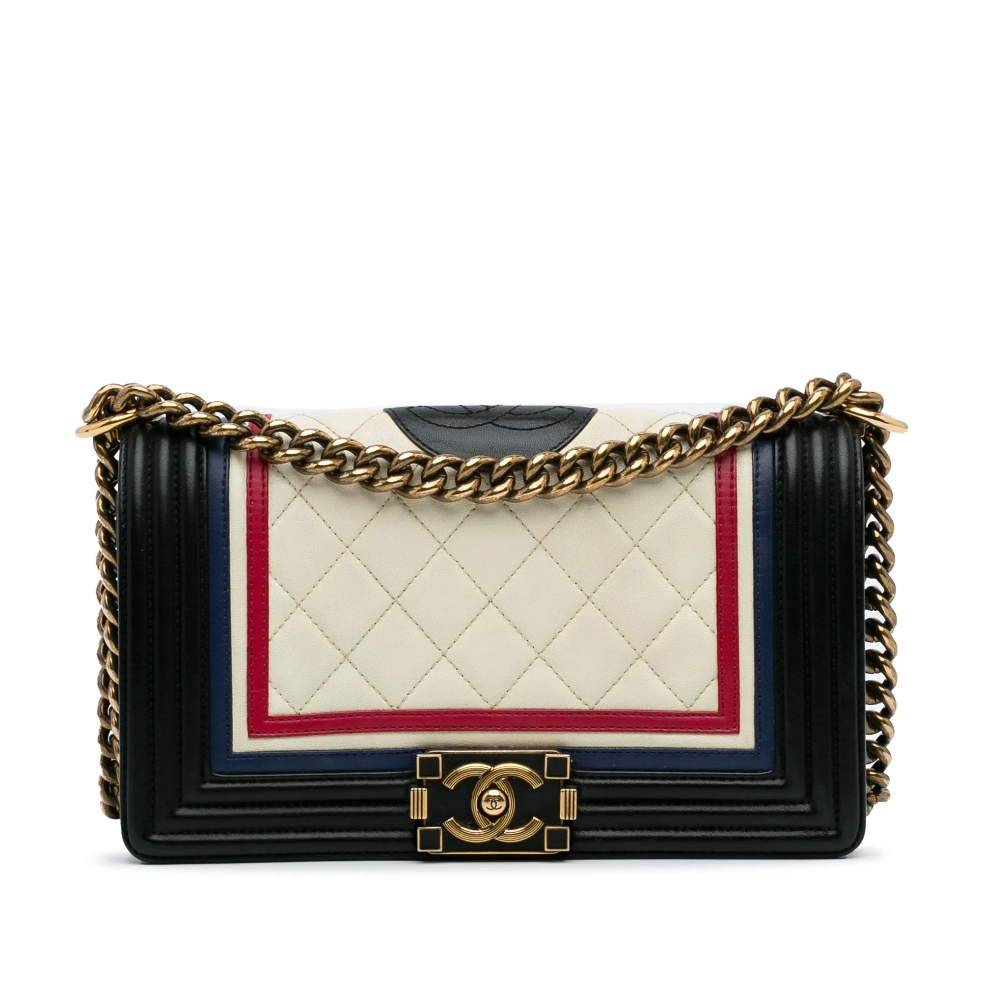 Multicolor Chanel Crest-Embellished Medium Boy Bag