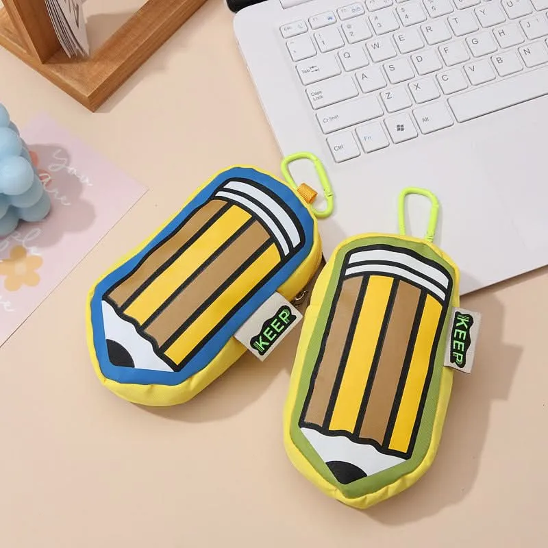 Multifunctional Striped Pen Bag – Trendy Color Block Storage Pouch