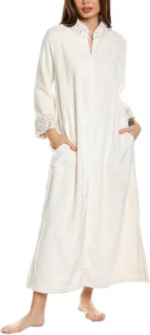 N Natori womens Plush Lynx Mandarin Zip Caftan Length 52"