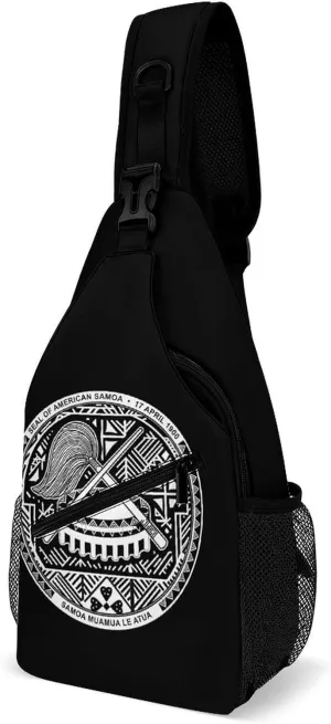 National Emblem of American Samoa Crossbody Sling Backpack Multipurpose Chest Bag Casual Shoulder Bag Travel Hiking Daypack, 38x20cm