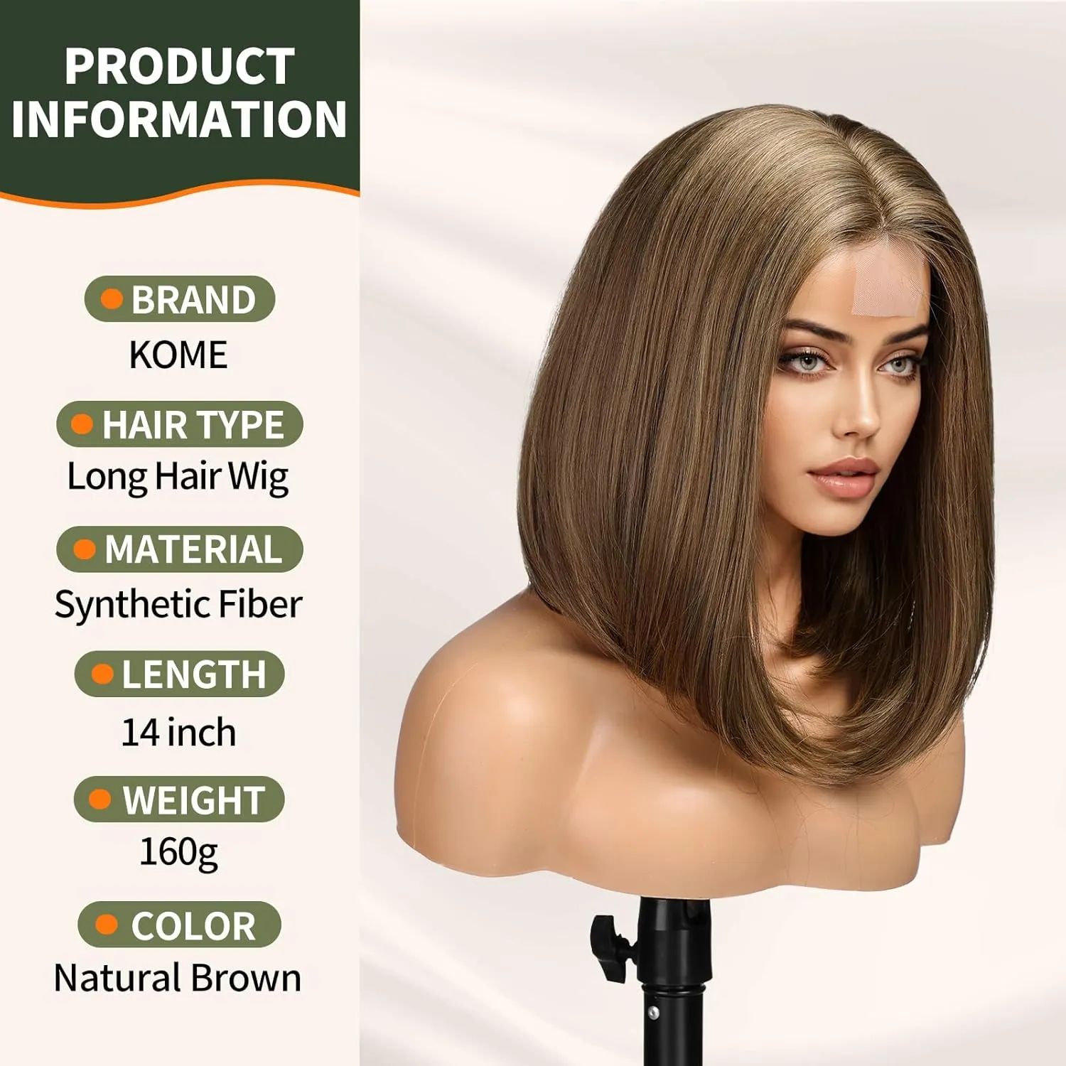 Natural Brown Short Bob Wigs,Brown Straight Shoulder Length Wigs for Women,Middle Part Heat Resistant Fibre Synthetic Wig Daily Use…
