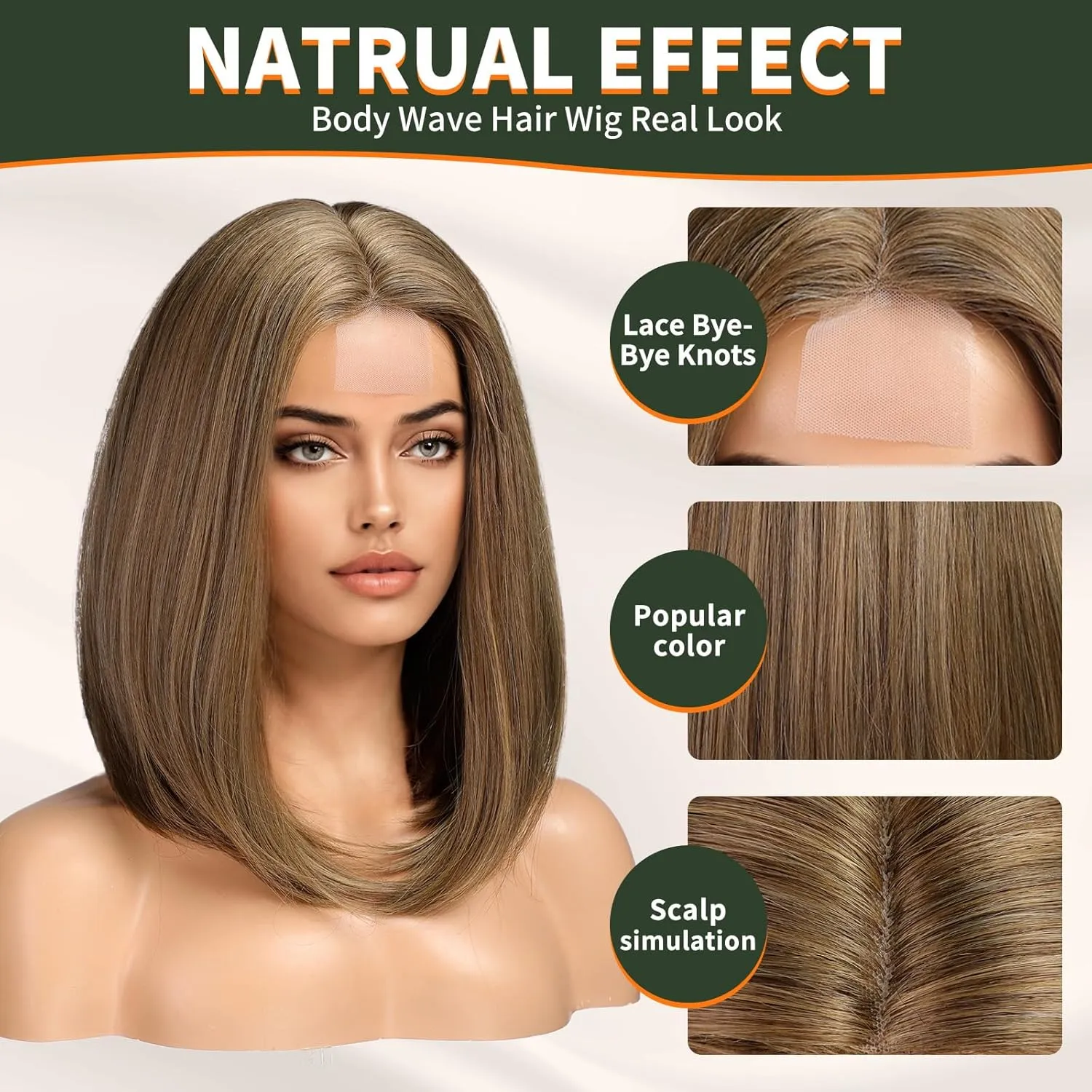 Natural Brown Short Bob Wigs,Brown Straight Shoulder Length Wigs for Women,Middle Part Heat Resistant Fibre Synthetic Wig Daily Use…