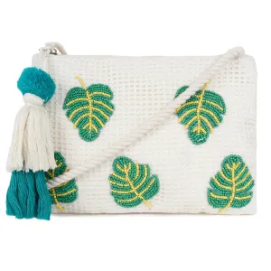 Natural Mesh Fabric Crossbody Sling Bag with Cotton Cord Long Handle – Stylish, Practical, and Eco-friendly
