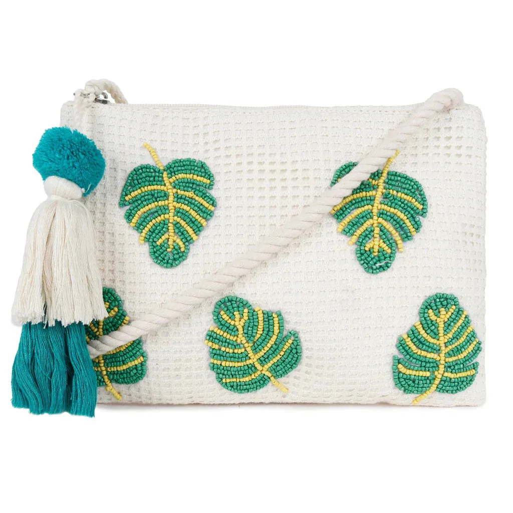 Natural Mesh Fabric Crossbody Sling Bag with Cotton Cord Long Handle – Stylish, Practical, and Eco-friendly