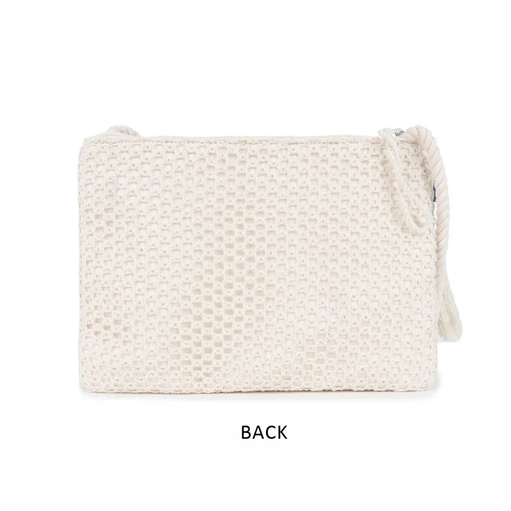 Natural Mesh Fabric Crossbody Sling Bag with Cotton Cord Long Handle – Stylish, Practical, and Eco-friendly
