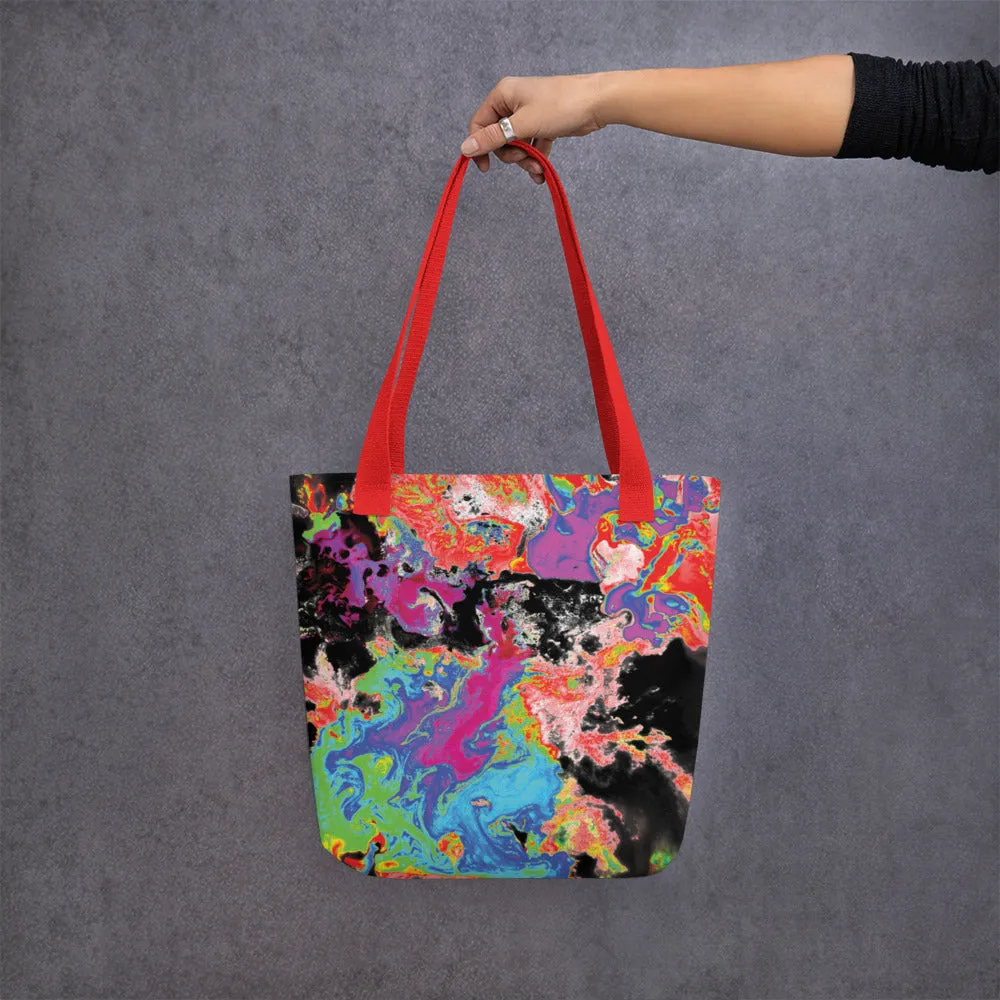 Neon Topography Tote Bag