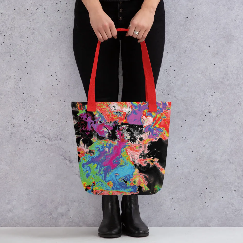 Neon Topography Tote Bag