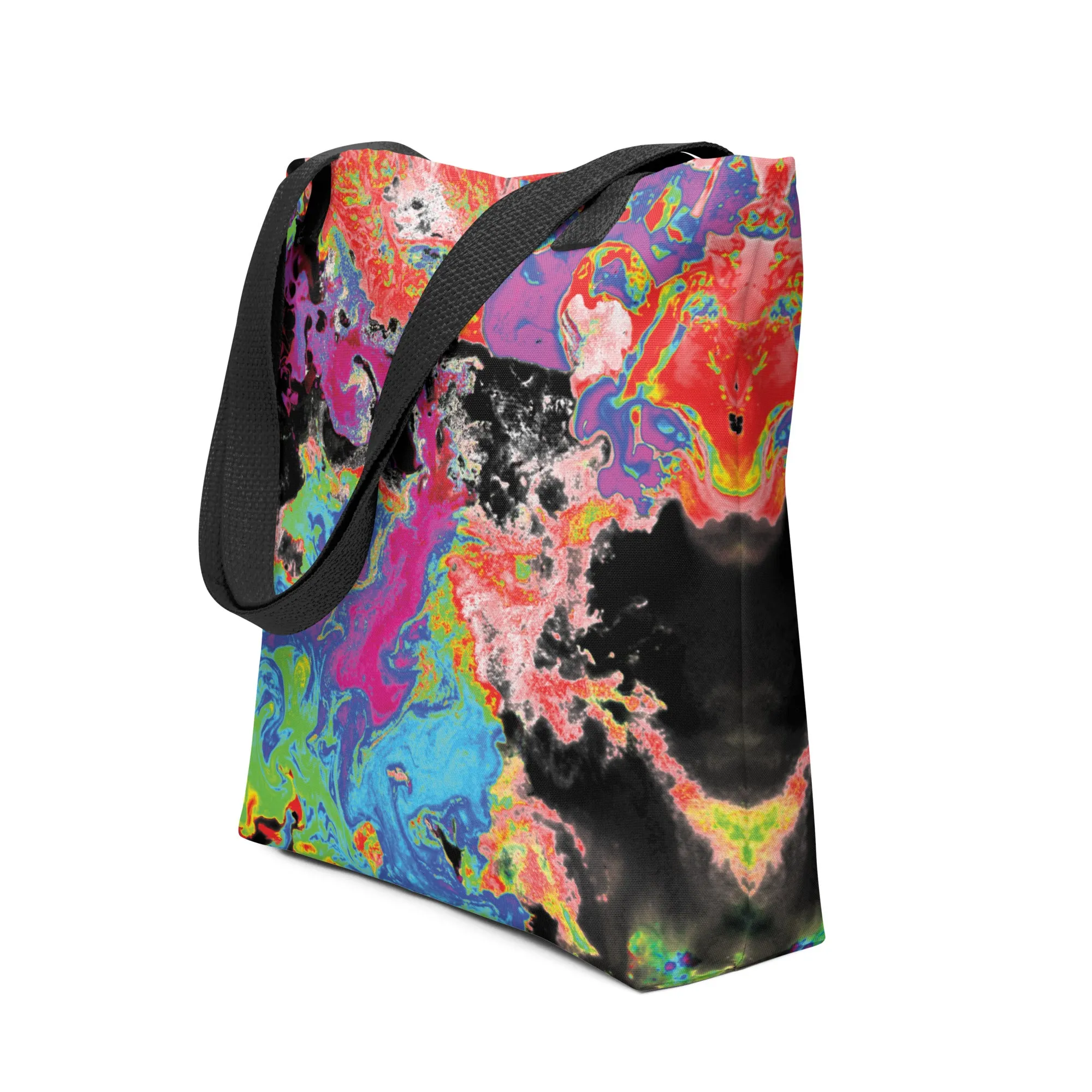 Neon Topography Tote Bag