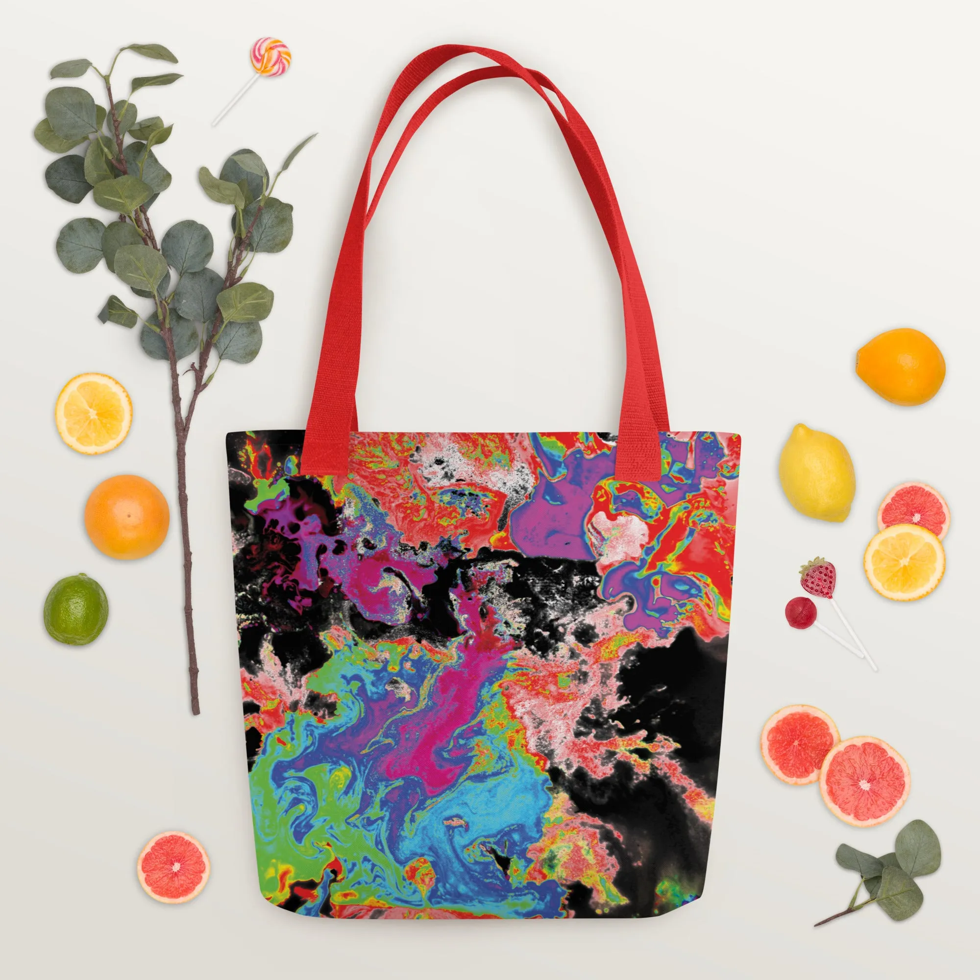 Neon Topography Tote Bag