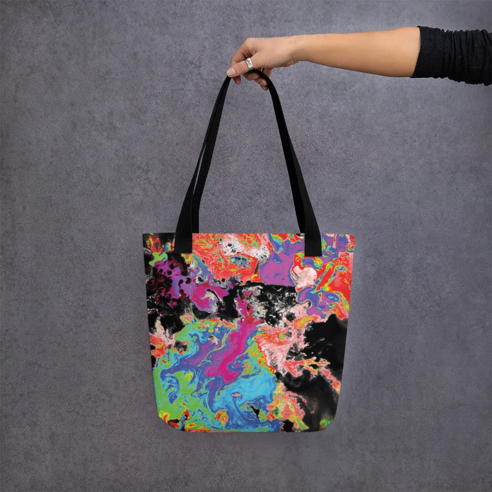 Neon Topography Tote Bag