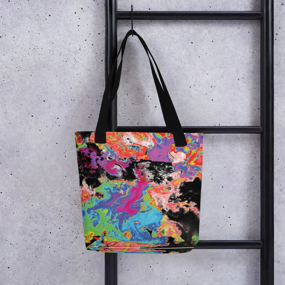 Neon Topography Tote Bag