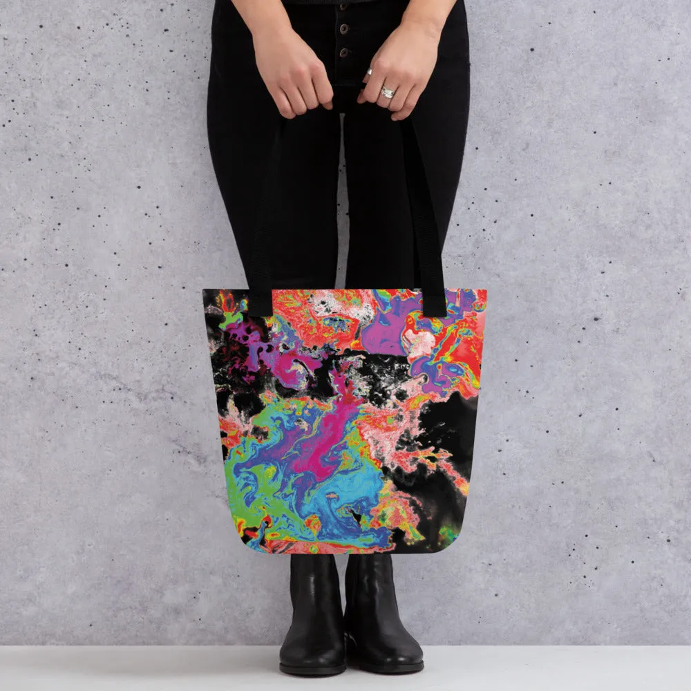 Neon Topography Tote Bag