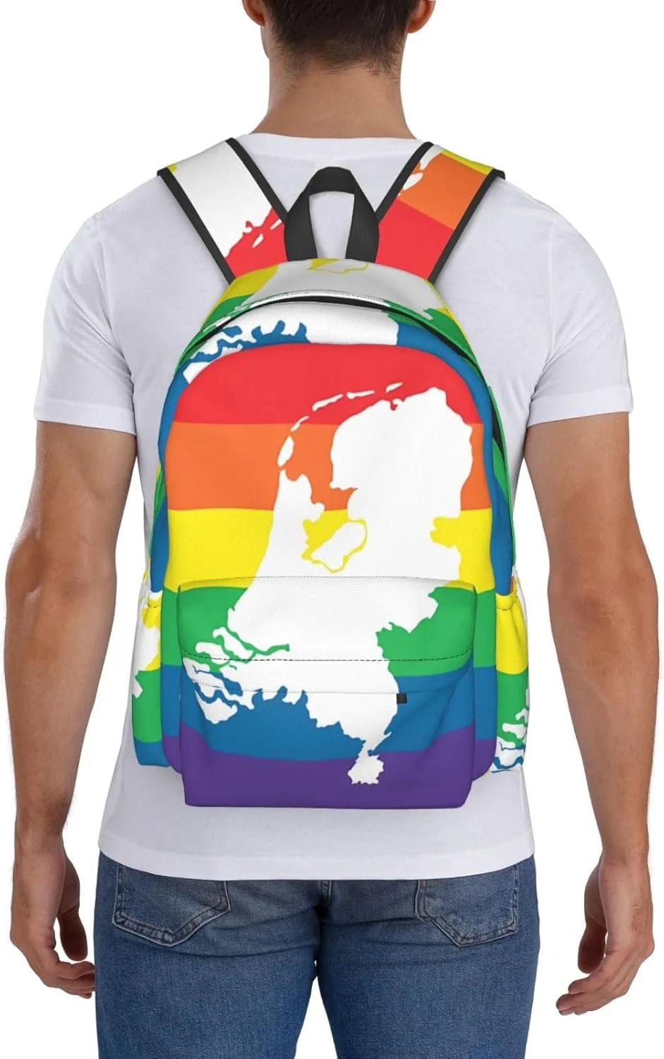 Netherlands Holland LGBT Pride Flag Large Travel Backpack Casual Backpacks Laptop Daypack Working Rucksack Lightweight Back Pack Sports Bag with Adjustable Shoulder Strap