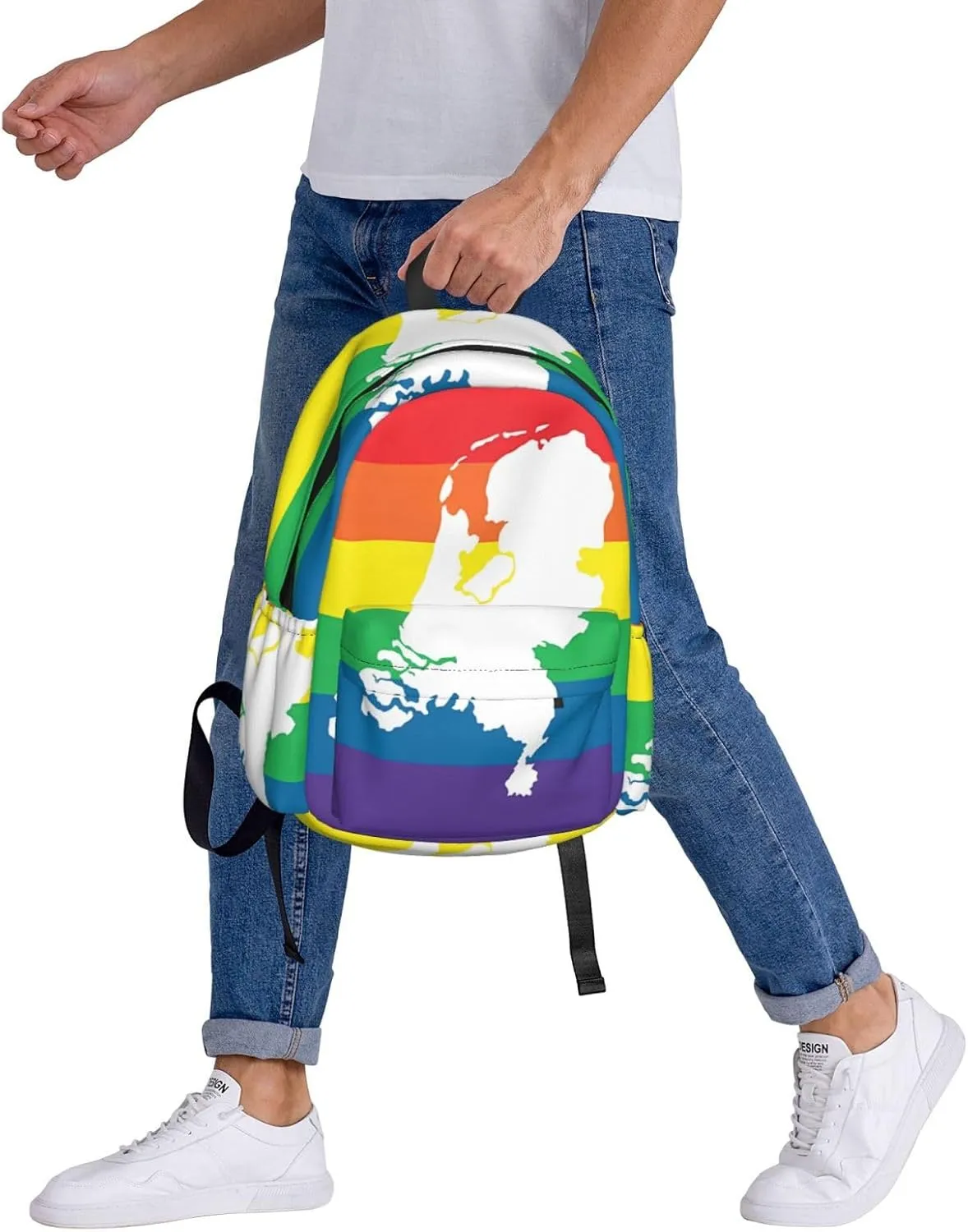 Netherlands Holland LGBT Pride Flag Large Travel Backpack Casual Backpacks Laptop Daypack Working Rucksack Lightweight Back Pack Sports Bag with Adjustable Shoulder Strap