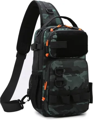 NEW VIEW Fishing Sling Tackle Bag – Compact & Waterproof Tackle Backpack with Molle Points, Portable Fishing Bag with Rod Strap for Stream, Pond, Shore, Fishing Gifts for Men