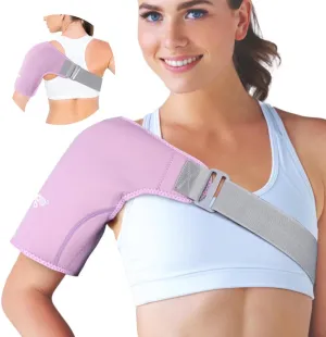 NEWGO Shoulder Ice Pack Rotator Cuff Cold Therapy, FSA HSA Eligible Ice Pack Shoulder Wrap Cold Compression Sleeve for Pain Relief, Surgery Recovery, Bursitis - Small Purple