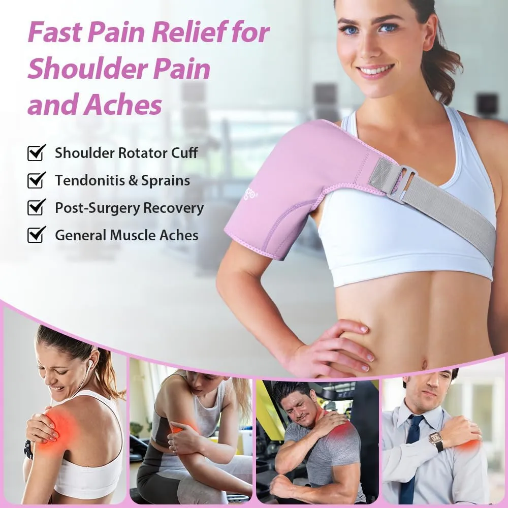 NEWGO Shoulder Ice Pack Rotator Cuff Cold Therapy, FSA HSA Eligible Ice Pack Shoulder Wrap Cold Compression Sleeve for Pain Relief, Surgery Recovery, Bursitis - Small Purple