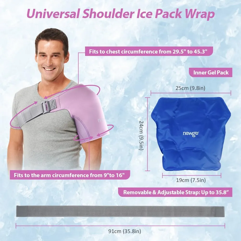 NEWGO Shoulder Ice Pack Rotator Cuff Cold Therapy, FSA HSA Eligible Ice Pack Shoulder Wrap Cold Compression Sleeve for Pain Relief, Surgery Recovery, Bursitis - Small Purple