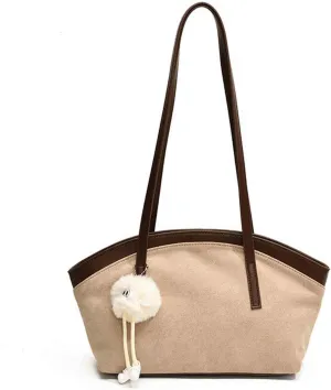 niche retro suede leather handbag with texture and color blocked women's shoulder bag